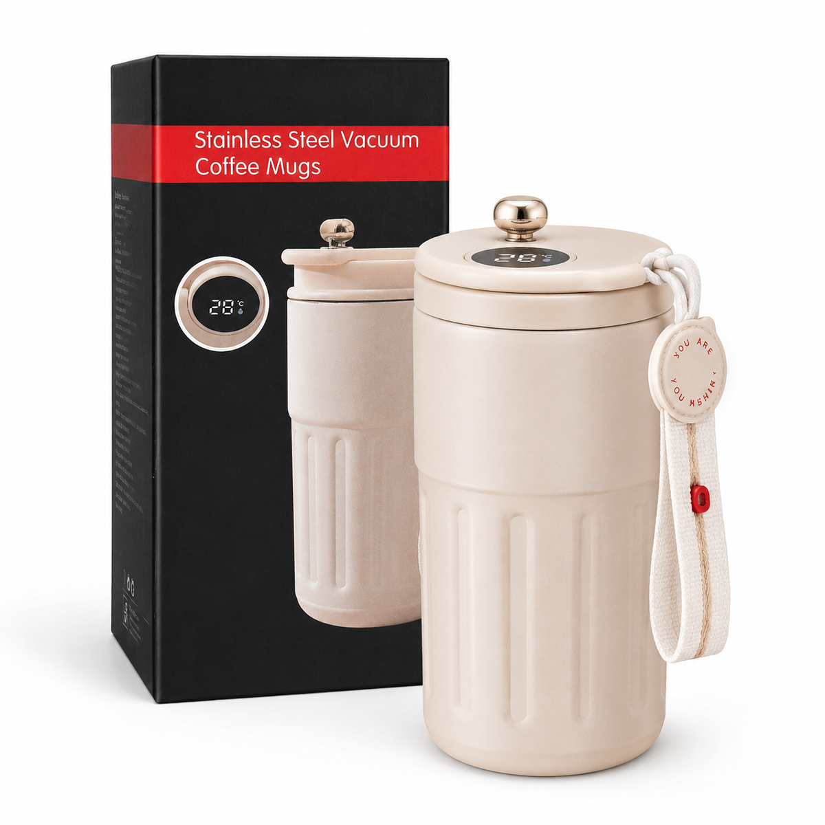 Stainless Steel Vacuum Coffee Mug with Temperature Display