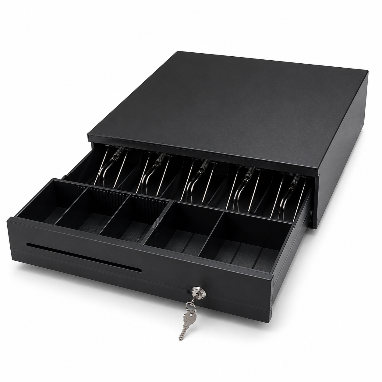 Black Metal Cash Drawer with Lock & Key