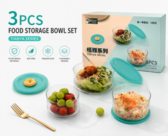3-Piece Glass Food Storage Bowl Set